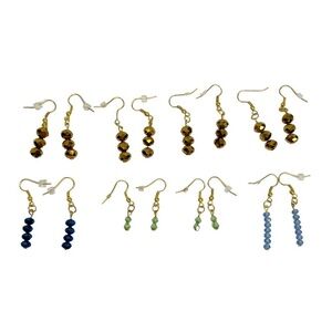 Lot of 8 Colorful Faceted Dangle Drop Pierced Earrings